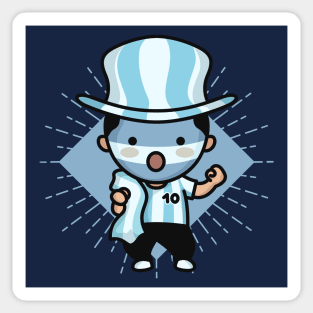 Cute Argentina Football Fan // Kawaii Cute Argentine Soccer Supporter Sticker